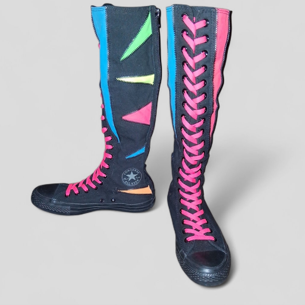 Converse Chuck Taylor Knee-High Sneakers with Pink and Blue Accents